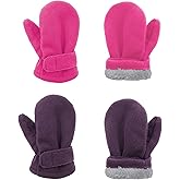 American Trends 2 Pairs Toddler Mittens Unisex Lined Fleece Gloves Winter Warm kids Mitten for Baby Boys and Girls