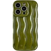 Caseative for iPhone 14 Pro Case, Green | Water Ripple Pattern Curly Wave Frame Soft