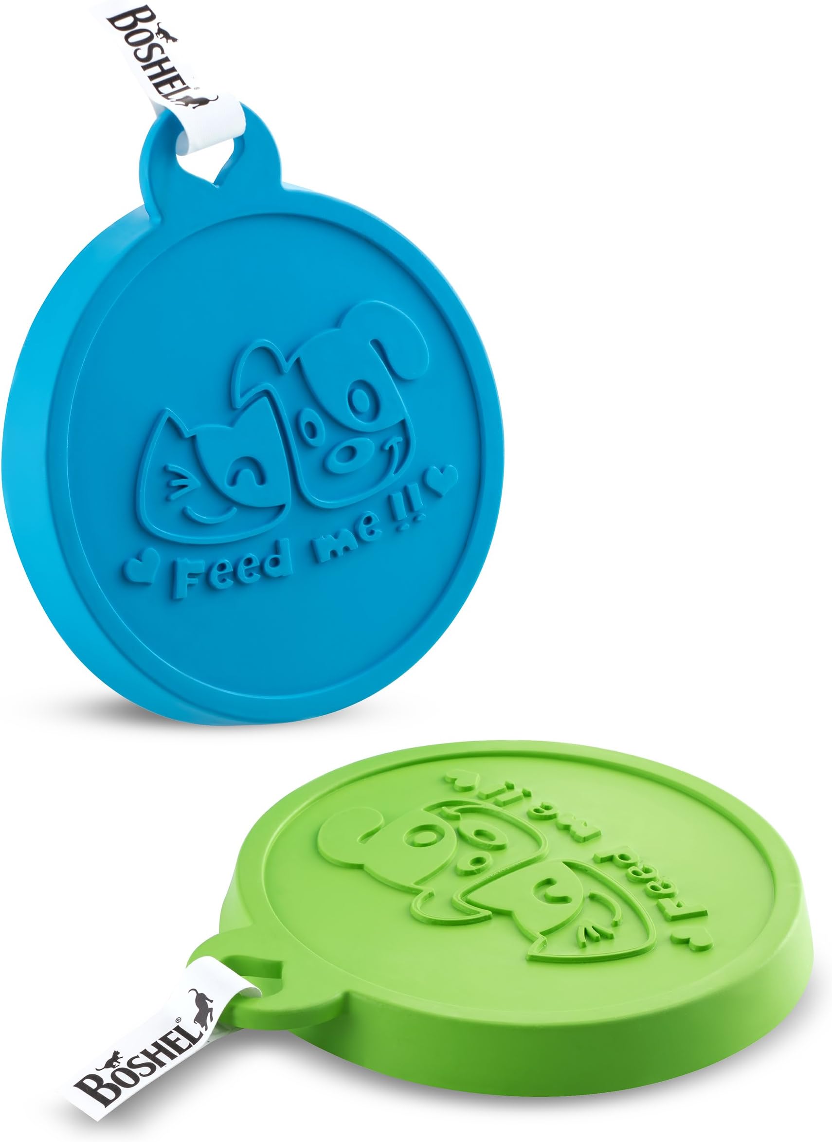 Boshel Pet Food Cover Set Of 2 Silicone Dog and Cat Food Lids Maintains Freshness & Locks in Smell - Each Pet Food Can Cover Fits 3 Can Sizes - FDA-Approved - Can Be Used For Both People & Pet Food