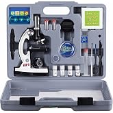 AmScope M30-ABS-KT2-W Beginner Microscope STEM Kit, White | 120X-1200X Magnification, 52-Piece Kit, Metal Body, Plastic Slides, LED Light, Carrying Box