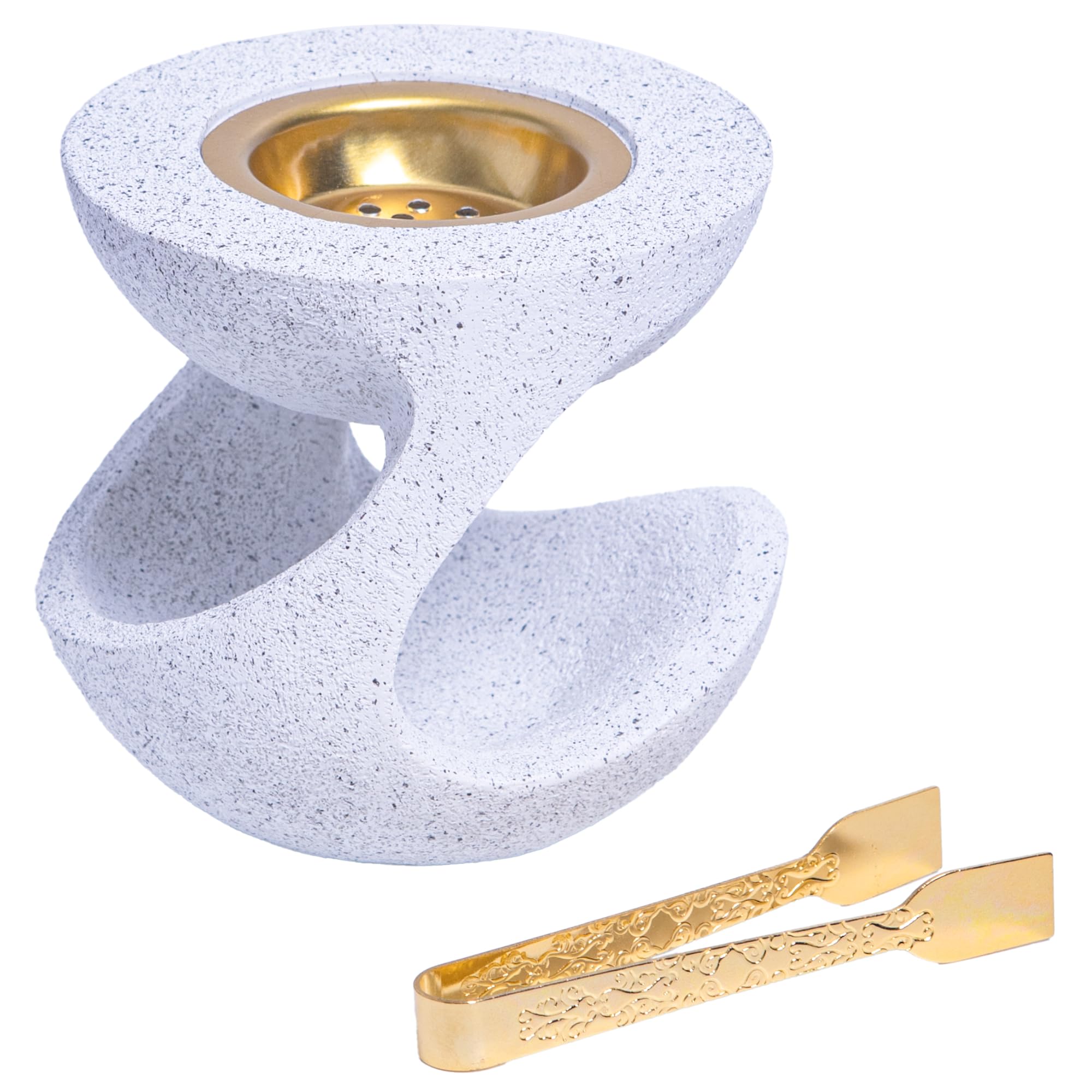 Photo 1 of **used missing parts**Aowdsye Bakhoor Burner Frankincense Resin Incense Burner for Charcoal with Tong, for Yoga Spa Aromatherapy Meditation, Home Office Decor (White)