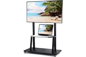 MOOITZ Mobile TV Cart Rolling TV Stand with Wheels for 50 to 98 Inch LCD LED Flat Curved Screens up to 220 lbs, Max VESA900x600 mm Heavy Duty Portable Floor TV Stand Large Base Trolley Height Adjustable