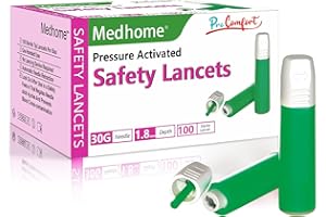 Medhome Safety Lancets, Pressure-Activated,Single use,for Comfortable Blood Testing (30G)