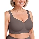 Vertvie Jelly Bras for Women Plus Size Minimizer Soft Wireless Push Up Bra Full Supportive Older Lift Back Coverage Bralette