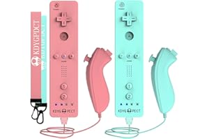 KDYGPDCT 2 Pack Wii Remote with Nunchuck,Wii Controller with 2 Nunchucks Compatible with Nintendo Wii/Wii U (Blue + Pink)
