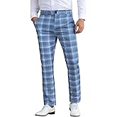 Lars Amadeus Men's Plaid Dress Pants Regular Fit Formal Business Checked Trousers