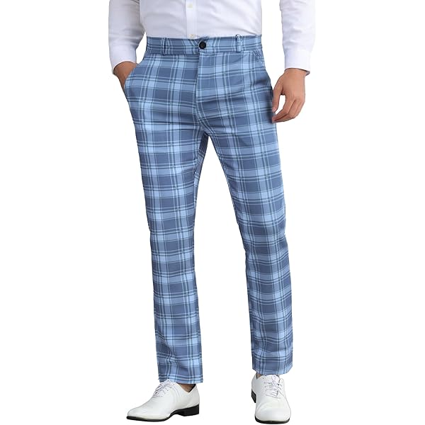 Pantalones A Cuadros Lars Amadeus Para Hombre Ajuste Regular