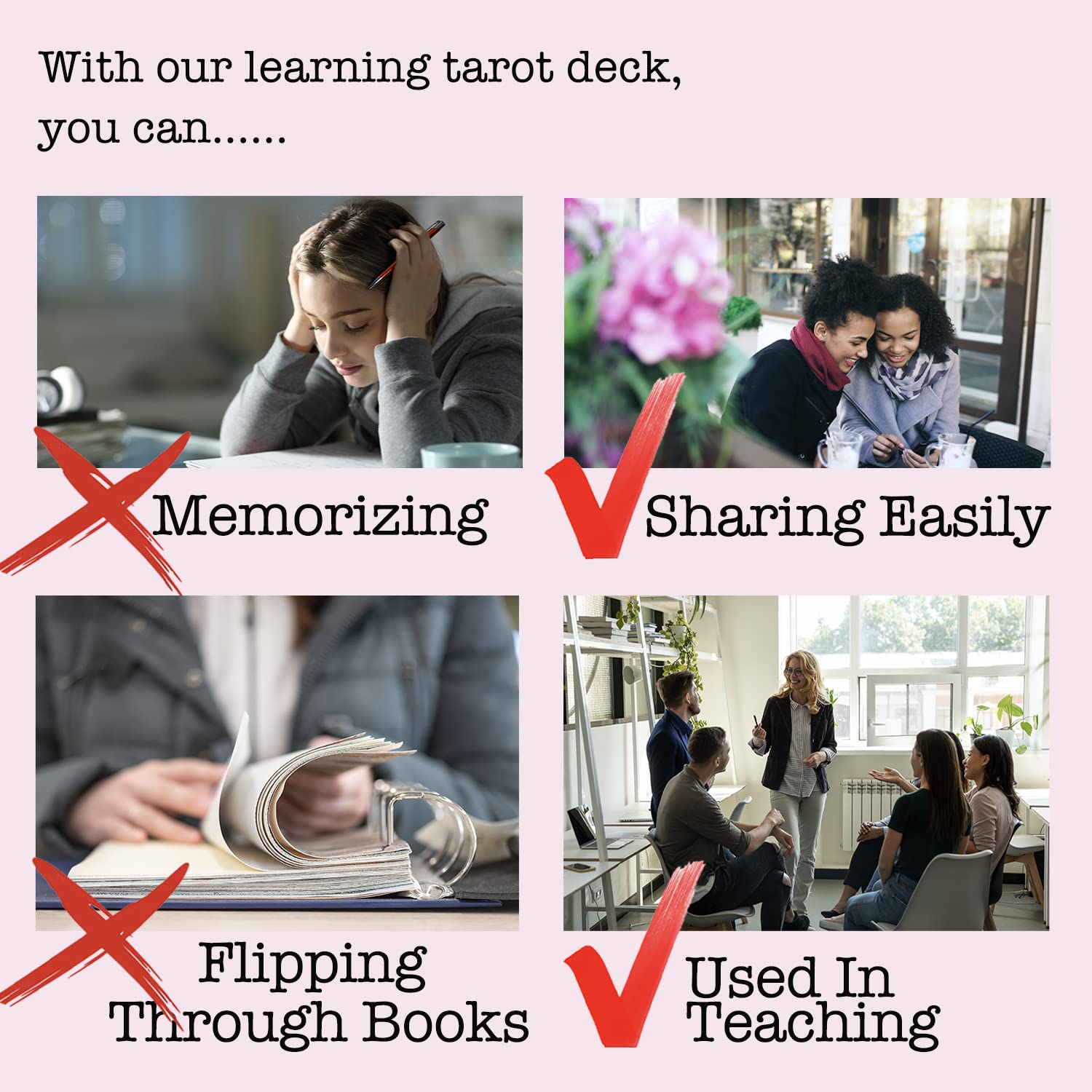 Sincerez Tarot Cards Deck for Beginners with Meanings On Them,Tarot Card with Guidebook (pink)
