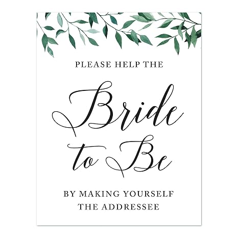 Andaz Press Wedding Bridal Shower Party Signs Natural Greenery