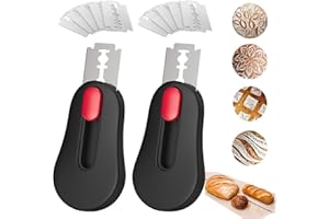 2PCS Bread Lame Dough Scoring Tool with 12 Razor Blades: Magnetic & Extractable Sourdough Scoring Tool for Professional Bread