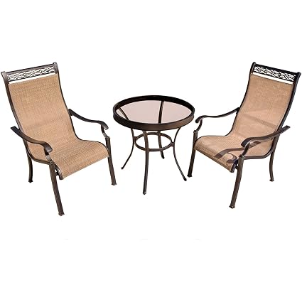 Tan Hanover Fontana 7 Piece Dining Set With 6 Sling Swivel Rockers And A 38 In X 72 In Fntdn7pcswc Outdoor Furniture Cast Top Table Dining Sets