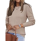 Arach&Cloz Women's Wool Blend Classic Crew Neck Casual Fall Sweaters