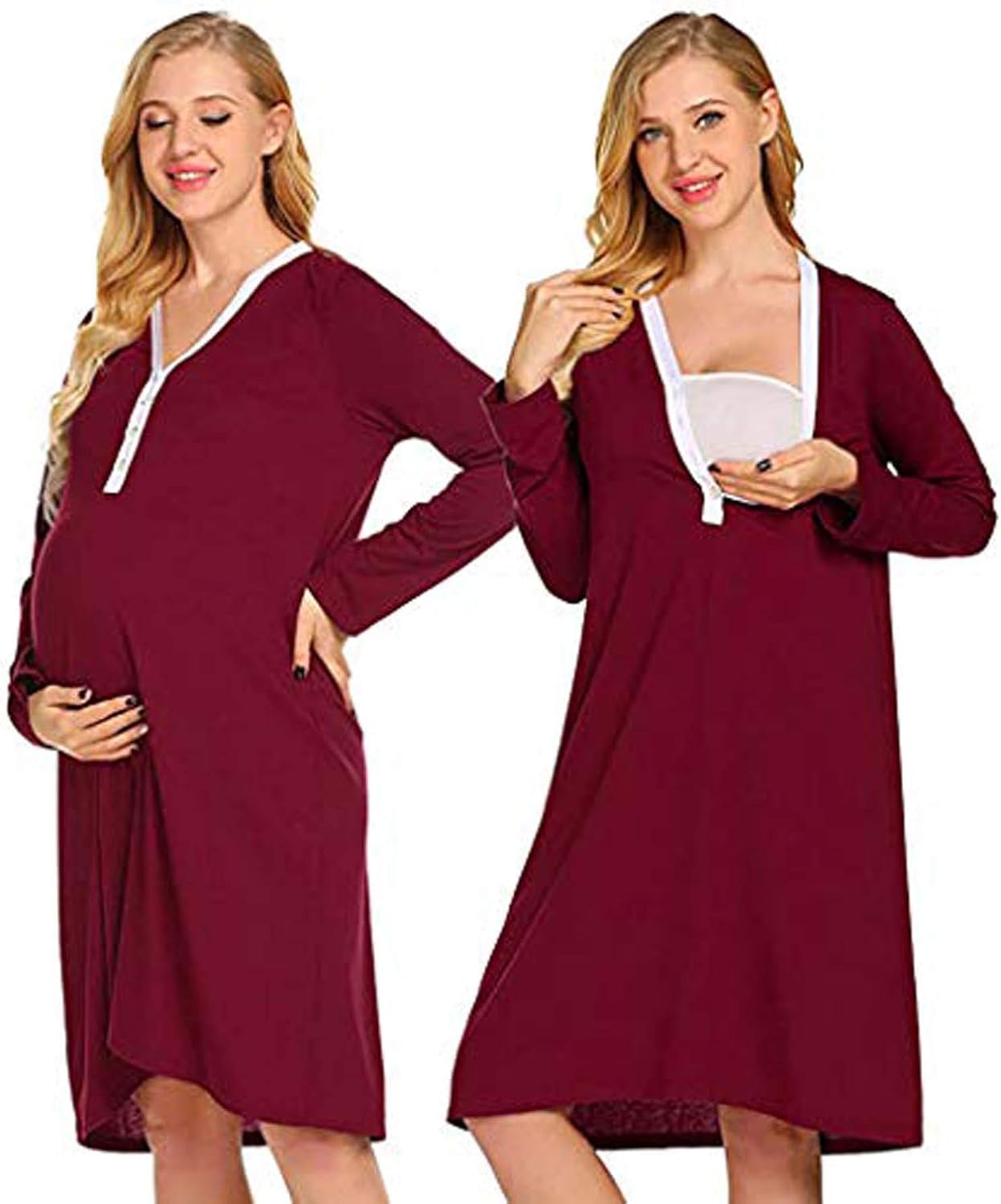 long sleeve nursing nightgown