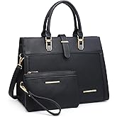 Women's Handbag Flap-over Belt Shoulder Bag Top Handle Tote Satchel Purse Work Bag w/Matching Wristlet