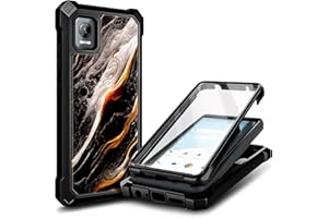 WDHD Designed for AT&T Vista Phone Case 2023 with [Built-in Screen Protector], Full-Body Protective Shockproof Rugged Bumper Cover Case for Vista (6812D/WTATTRW2) Black Marble
