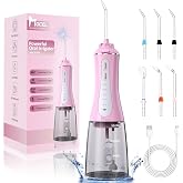 MOCEL Water Dental Flosser for Teeth - 350ML Large Tank 5 Modes & 6 Tips Cordless, Oral Irrigator Waterproof, Portable Teeth 