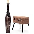 Leewadee Large Brown Home Decor Floor Vase – Wooden 36 inches Tall Farmhouse Decor Flower Holder for Fake Plant and Pampas Grass