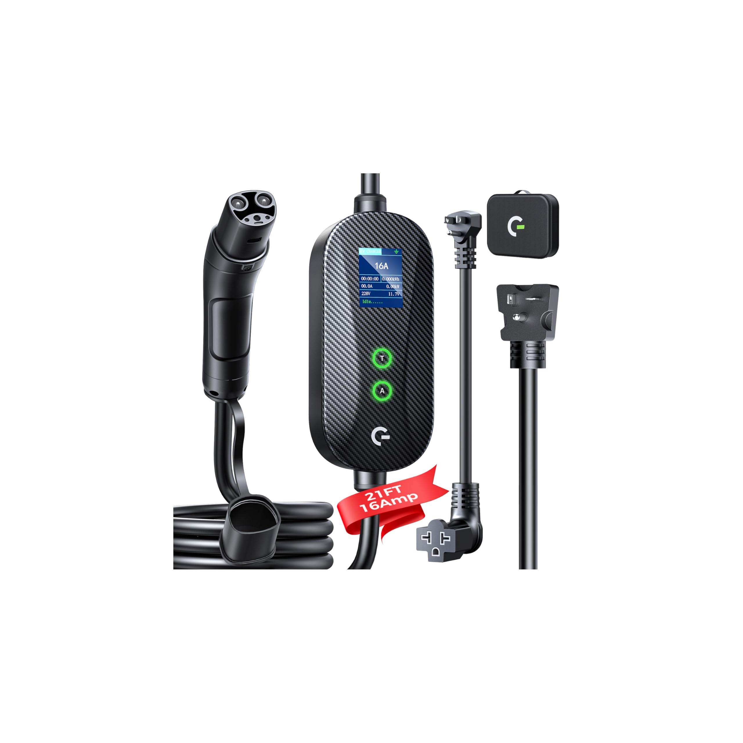 Photo 1 of Grasside Level 1&2 Tesla Mobile Charger, (16A/12A, 240V-110V, 21FT Cable), Adjustable Current/Timer Tesla Home Charger, NEMA 6-20 & 5-15 Plug, NACS Connector for All Tesla Model 3/Y/X/S/Cybertruck