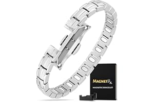 MagnetRX® Magnetic Bracelets for Women - EllipseMAX 5X Strength 5,000 Gauss Magnets - Designed in USA & PATENT PENDING - Premium Titanium Womens Magnetic Bracelet & Adjustable Length (Silver)
