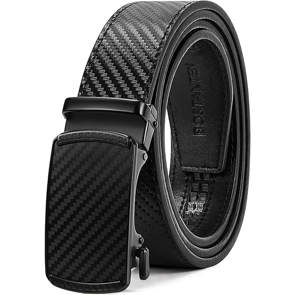 SENDEFN Men's Leather Belt Automatic Ratchet Buckle Slide Belt for