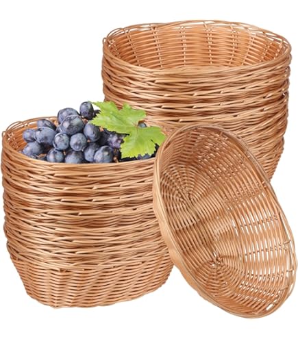 Panier à Pain Ovale – Lot De 10 Paniers En Plastique Vides Pour Table, Cuisine, Restaurant – Présentoir De Fruits Ou Rangement