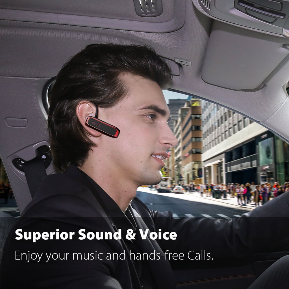 Bluetooth Headset, Marnana Wireless Earpiece with 18+ Hours Playtime,Lightweight Earbud w/Noise Cancelling Mic Hands-free Calls for iPhone Samsung Android Mobile Cell Phone Tablet Office Truck Driver