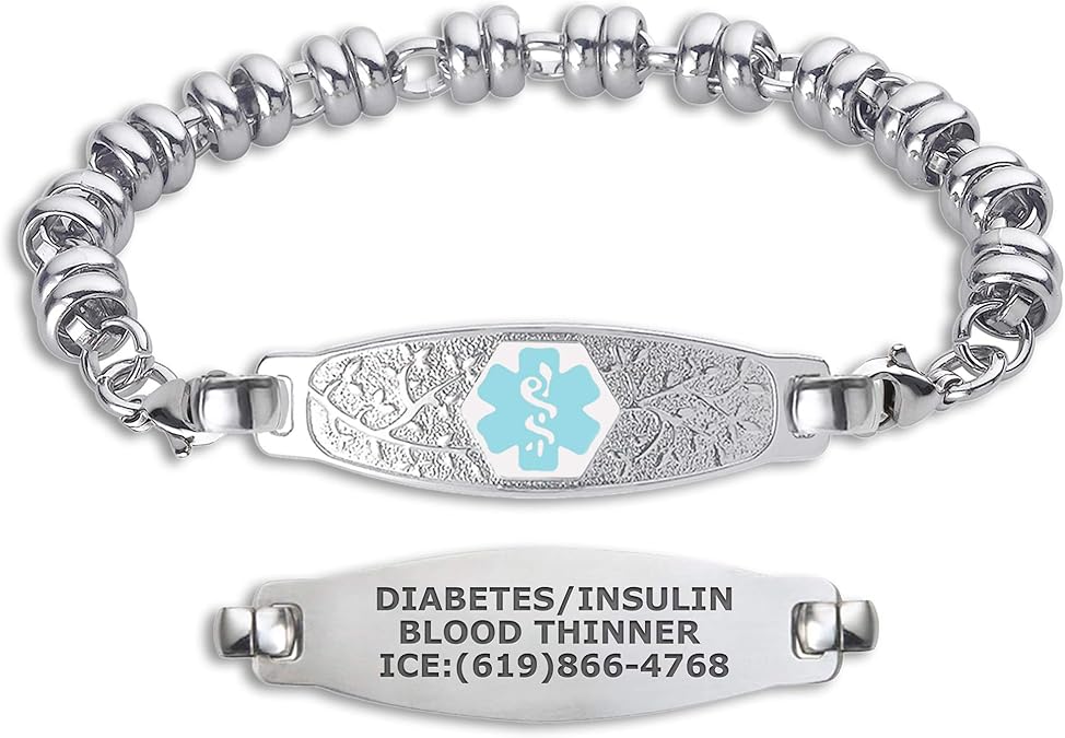 Divoti Custom Engraved Medical Alert Bracelets for Women, Stainless Steel Medical Bracelet Divoti Custom Engraved Medical Alert Bracelets for Women, Stainless Steel Medical Bracelet