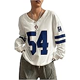 Milumia Women's Jersey Shirts Graphic Sweatshirts Long Sleeve Oversized Pullovers Tops Streetwear