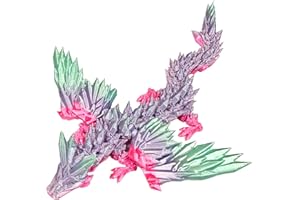 DXLDFKS 3D Printed Dragon with Wings, 3D Dragon 9" Articulated Winged Dragon for Home Office Decor Executive Desk Toys, Colorful Purple Green