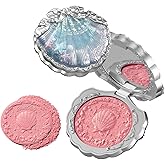 Flower Knows Shell's Jewel Collection Silk Satin Blush,Shimmery Peach Pink Powder Blush for Cheeks,Buildable & Blendable Face Makeup,Soft Long-Lasting,0.18 Oz(03 Coral Seashell)
