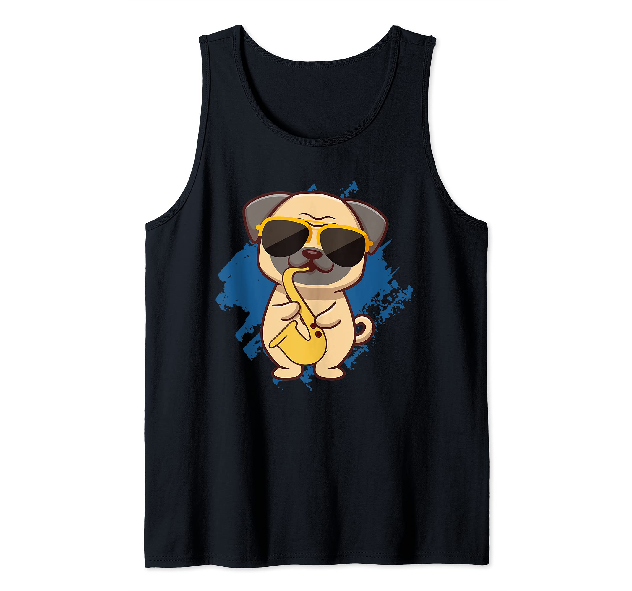 Pug Paws Jazz Metal Wind Instrument Classic Saxophone Music Tank Top
