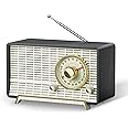 YOWGUIF AM FM Radio Classic Retro Wood Table Radio Bluetooth Speakers Radios Plug-in Wall with Rotary Knob Great for Home, Office