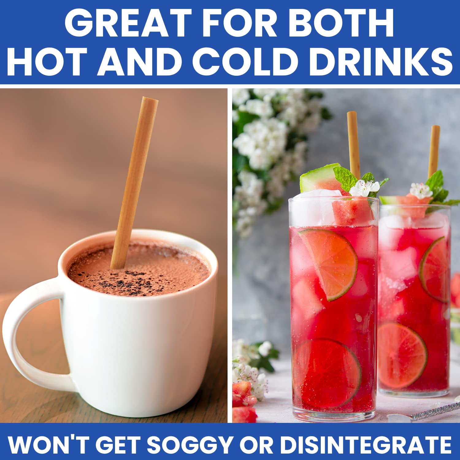 Vallo Compostable Drinking Straws - 100% Biodegradable, Recyclable, Non-Soggy, Suitable for Hot and Cold Drinks, Eco-friendly Sugarcane Material, NOT Paper, 8" Standard Size - 100 Count - Image 3