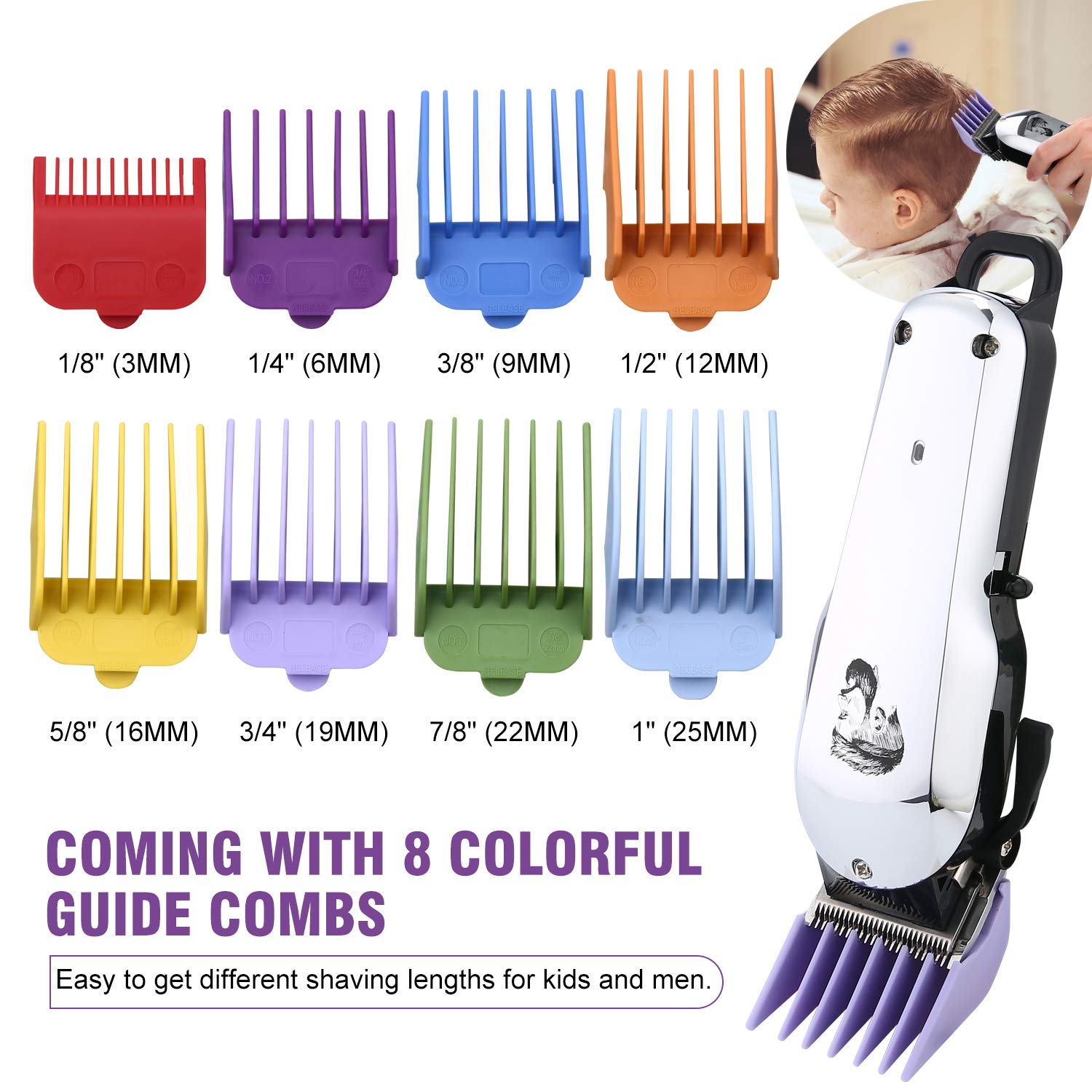 Professional Cordless Hair Clipper for Men Hair Haircuttings Kit Mustache Body Grooming Kit Rechargeable Hair Trimmer for Men Stylists Barbers Kids Home (silver): Beauty