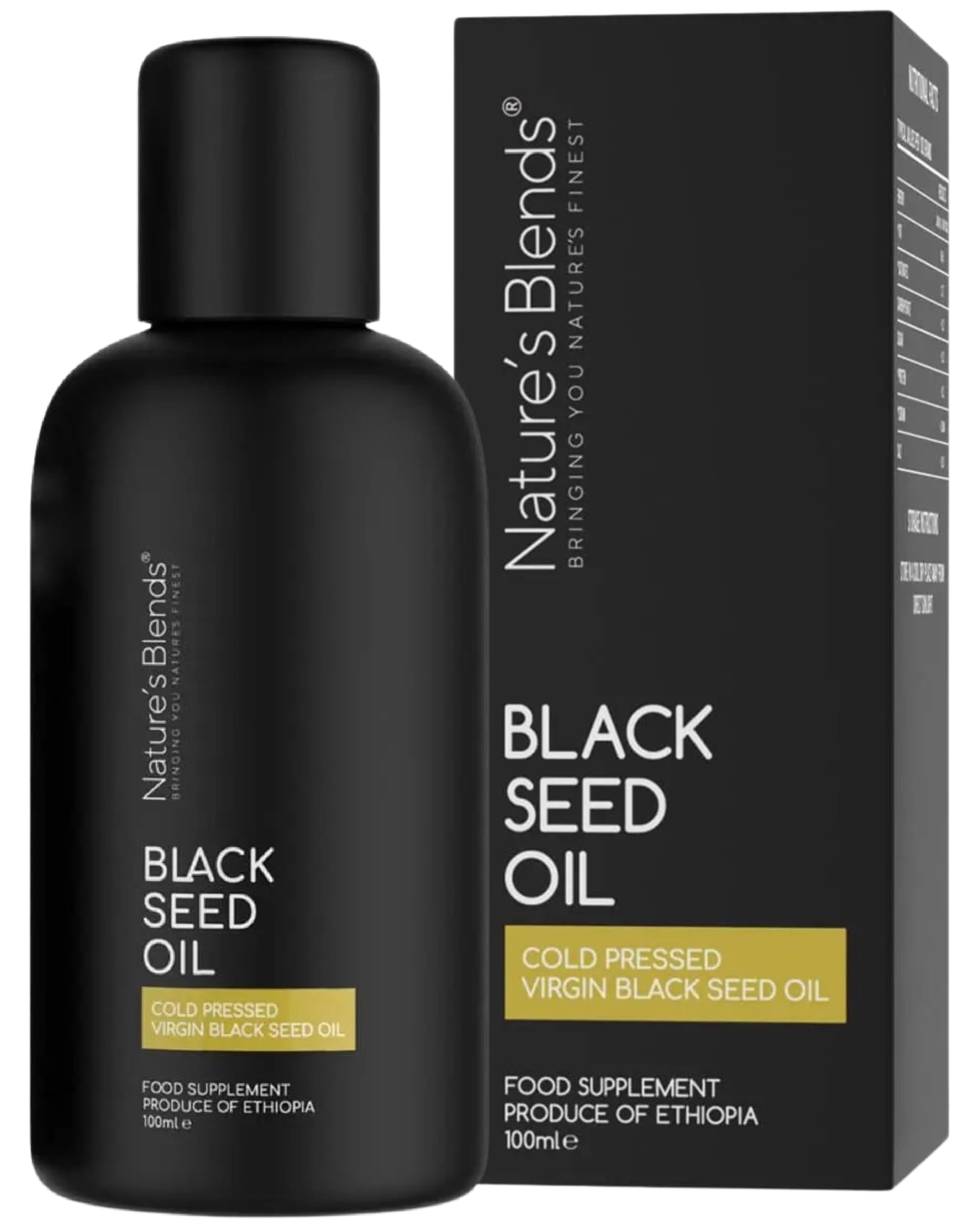 Nature's Blends Black Seed Oil Cold Pressed - 100ml | Made with 100% Pure & Natural Nigella Sativa Seeds - Black Cumin Seed Oil Rich in Thymoquinone for Immune System.