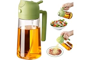 SWEET VIEW Oil Sprayer for Cooking, 470ml/16oz 2 in 1 Oil Dispenser and Oil Sprayer, Glass Olive Oil Bottle Pourer for Kitche
