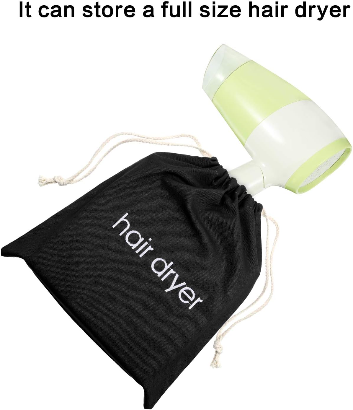 Hair Dryer Bags Drawstring Bag Container Hairdryer Bag, 11.8 by 13.8 Inch (Cotton, Beige), Black - Image 5