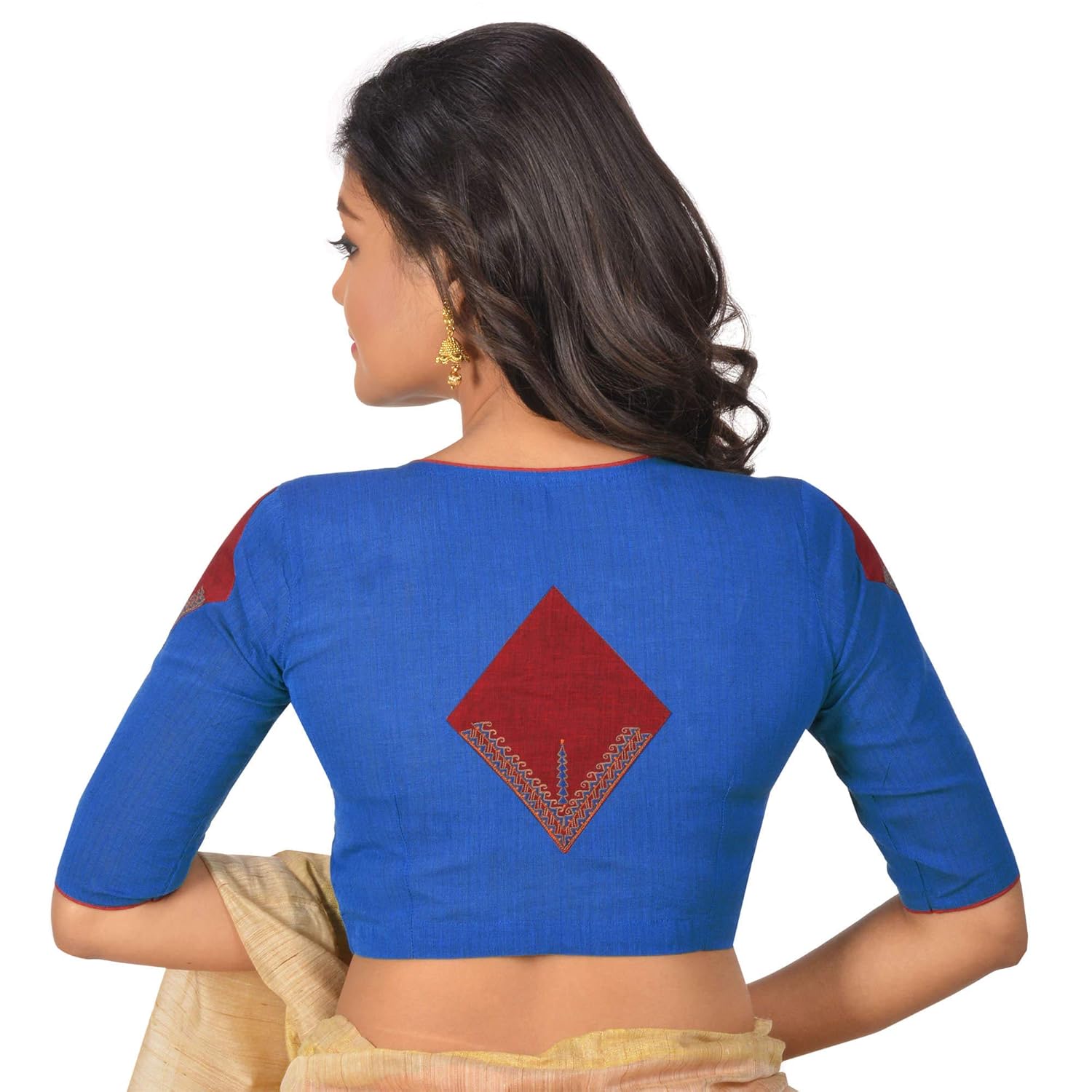 blue cotton embroidered blouse