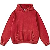 OSACOD Womens Acid Wash Oversized Hoodie Unisex Couples Heavyweight Fleece Vintage Hoodies Baggy Pullover Sweatshirt