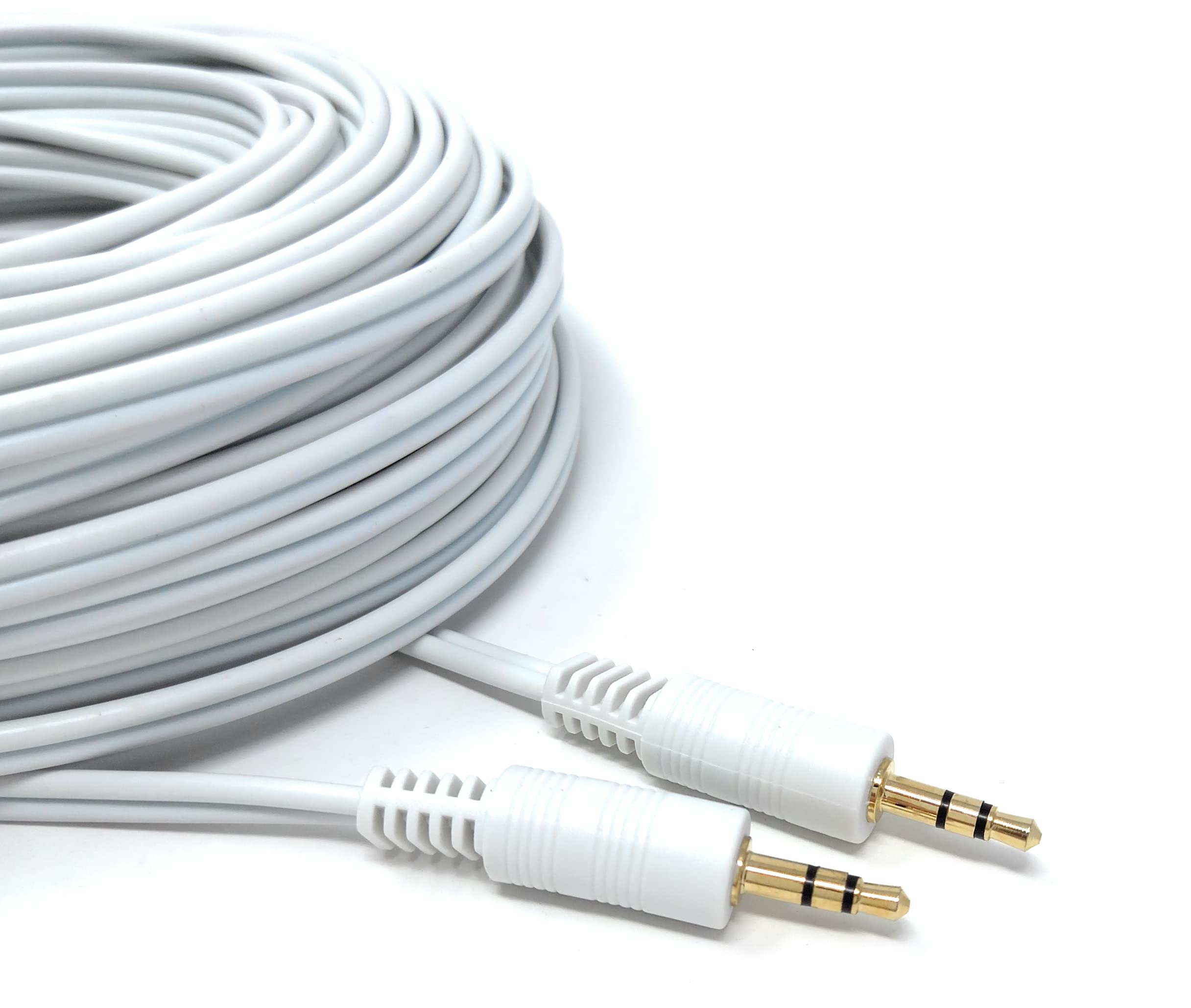 DRUT 20m 3.5mm to 3.5mm Stereo Audio AUX Cable Gold Connectors, Small 3 pin Jack to Jack Speaker Lead 65ft White