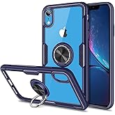 SORAKA Clear Case for iPhone XR with Ring Holder,Slim Fit Case Transparent Hard PC Cover iPhone XR Case with Metal Plate for Magnetic Car Phone Holder