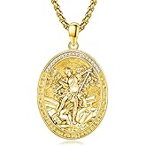 St. Michael Necklace 925 Sterling Silver Saint Michael Pendant White Gold/Malachite/Black Gold/Abalone/Gold Archangel Amulet Jewelry Gift 22" + 2" String of Pearls