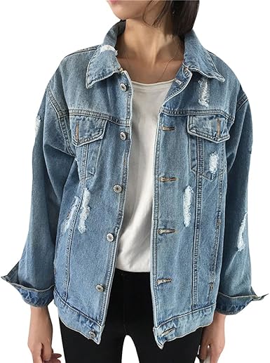 Veste en jean longue dechire Clearance