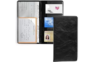 UYYE Auto Car Registration and Insurance Holder - PU Leather Vehicle Glove Box Organizer Wallet, Interior Accessories Case Holder for Essential Automobile Documents（Black）