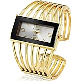Dacdyi Women Girls Elegant Cuff Bangle Bracelet Square Dial Analog Quartz Watch