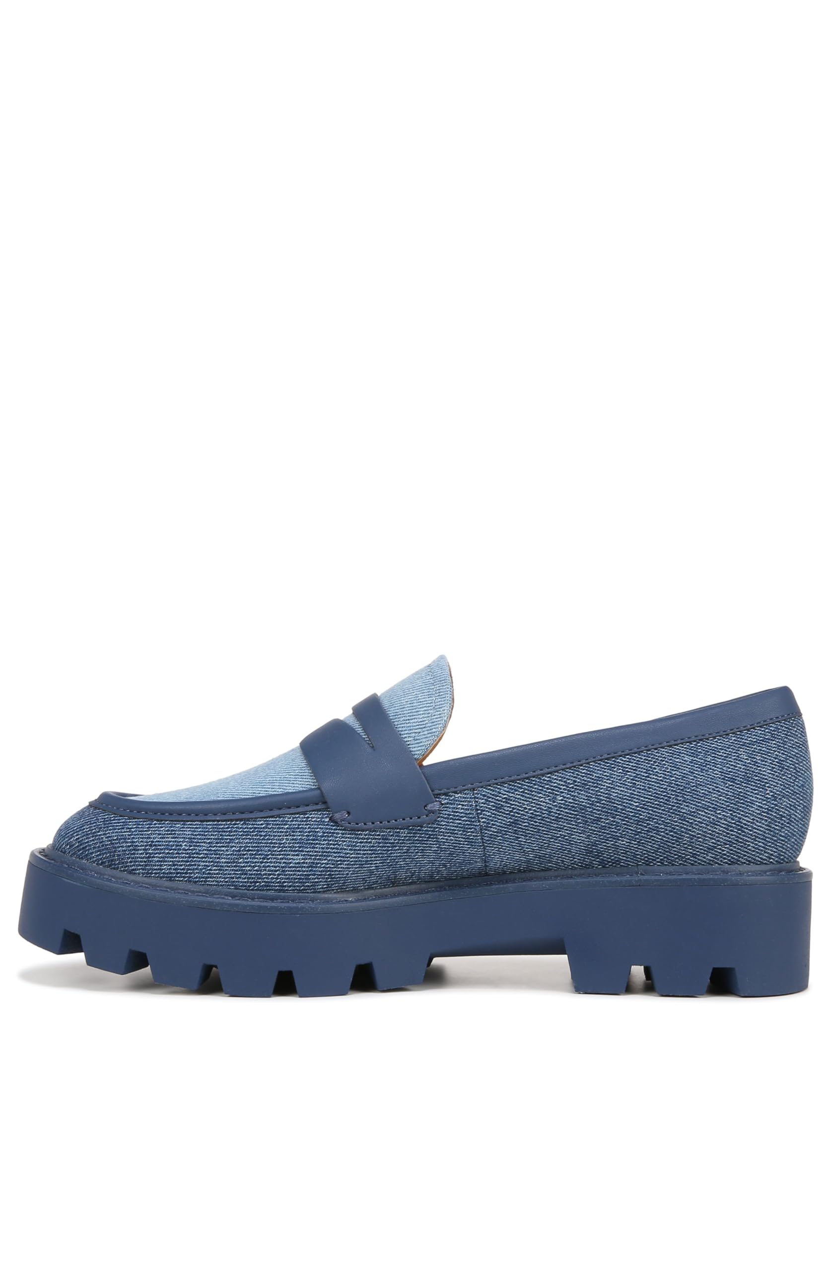 Franco Sarto Womens Balin Lug Sole Chunky Loafer Denim Blue Fabric 6 M