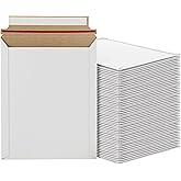 FVIEXE 100 Pack 6x8 Inch Rigid Mailers, Self Seal Photo Document Mailer Cardboard Mailing Envelopes Stay Flat Mailers for CD, Photos, Document, Pictures, Papers, Files, White