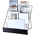Sintuff Book Display Rack 4-Tiered Book Display Stand 18" Book Signing Wire Rack Tabletop Cd Display Countertop Comic Book Magazine Rack for Library Classroom Picture Literature Brochure(Black)