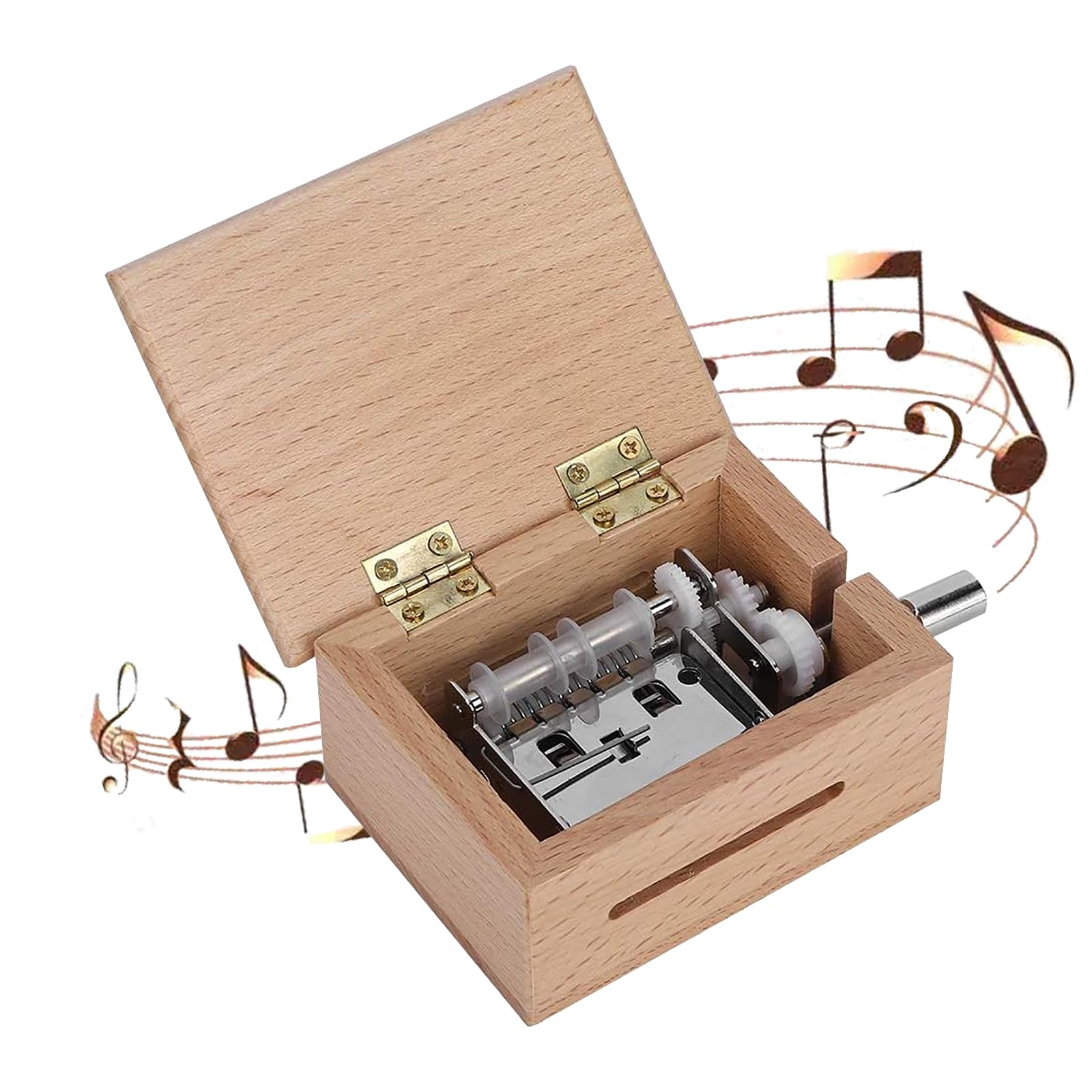 BigKing Wooden Musical Boxes, 15 Note Hand Cranked Music Box, Hand Crank Music Movement with 7Pcs Blank Paper Tape and Hole Puncher for DIY Music