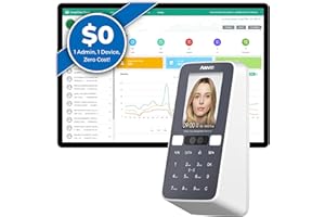 ANVIZ Time Clocks for Employees Small Business - CX5 Clock in and Out Machine - Face + RFID + Pin - Door Access - Biometric Electronic Punch Machine - Forever Free Cloud Software